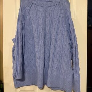 Aerie Light Blue Cable Knit Turtleneck Sweater